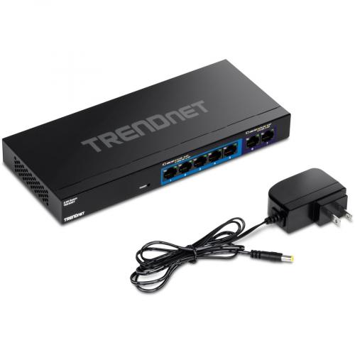 TRENDnet 7 Port Multi Gig Gaming Switch, TEG S327, 5 X 1G RJ 45 Base T Ports, 2 X 2.5G RJ 45 Ports, 20Gbps Switching Capacity, Wall Mountable, Plug & Play, Lifetime Protection, Black Alternate-Image4/500