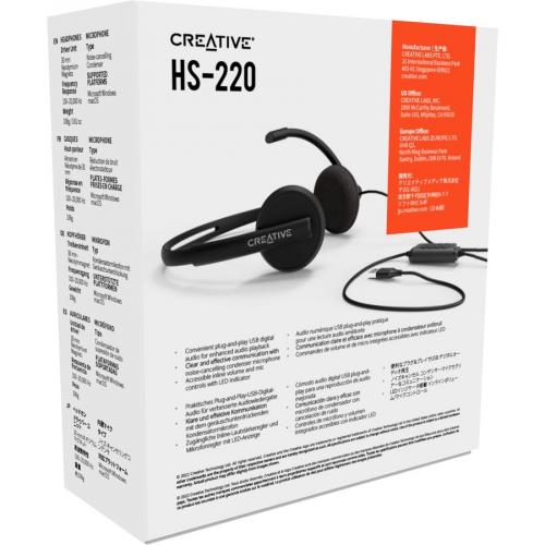 Creative HS 220 USB Headset With Noise Cancelling Mic And Inline Remote Alternate-Image4/500