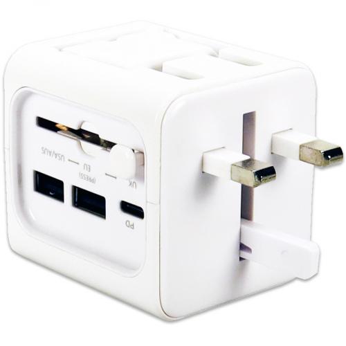 QVS Premium World Travel Power Adaptor With USB C & Dual USB Charger Ports Alternate-Image4/500