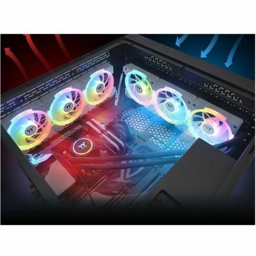 Thermaltake SWAFAN EX 12 ARGB PC Cooling Fan White, 3 Fan Pcak, 500~2000 RPM, Magnetic Connection, Reversable Blades, Sync With MB RGB Software, CL F169 PL12SW A, White Alternate-Image4/500