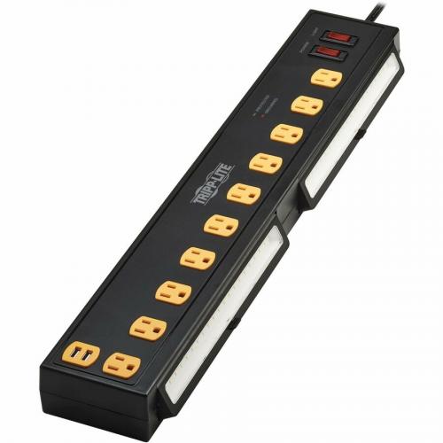 Tripp Lite By Eaton Protect It! 10 Outlet Surge Protector With Swivel Light Bars   5 15R Outlets, 2 USB Ports, 10 Ft. (3 M) Cord, 4500 Joules, Black Alternate-Image4/500