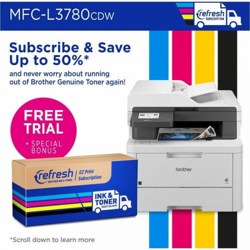 Brother MFC L3780CDW Wireless Digital Color All In One Printer With Laser Quality Output, Copy, Scan, And Fax, Single Pass Duplex Copy And Scan, Duplex And Mobile Printing, Gigabit Ethernet Alternate-Image4/500