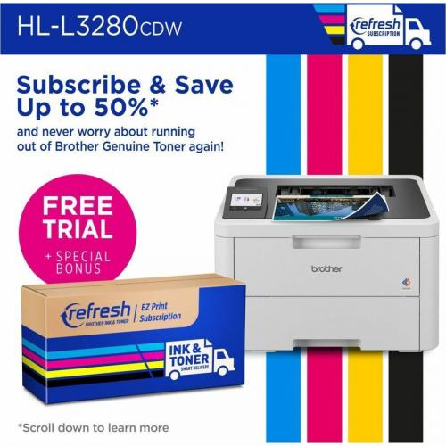 Brother HL L3280CDW Wireless Compact Digital Color Printer With Laser Quality Output, Duplex And Mobile Printing & Ethernet Alternate-Image4/500