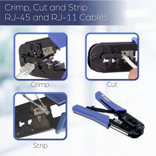 TRENDnet Crimping Tool, Crimp, Cut, And Strip Tool, For Any Ethernet Or Telephone Cable, Built In Cutter And Stripper, 8P RJ 45 And 6P RJ 12, RJ 11, All Steel Construction, Black, TC CT68 Alternate-Image5/500
