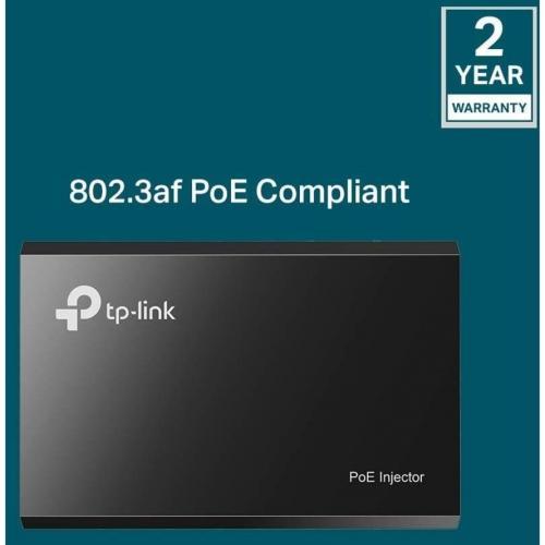 TP LINK TL PoE150S   802.3af Gigabit PoE Injector   Convert Non PoE To PoE Adapter   Auto Detects The Required Power   Up To 15.4W   Plug & Play   Distance Up To 100 Meters (328 Ft.)   Black Alternate-Image5/500