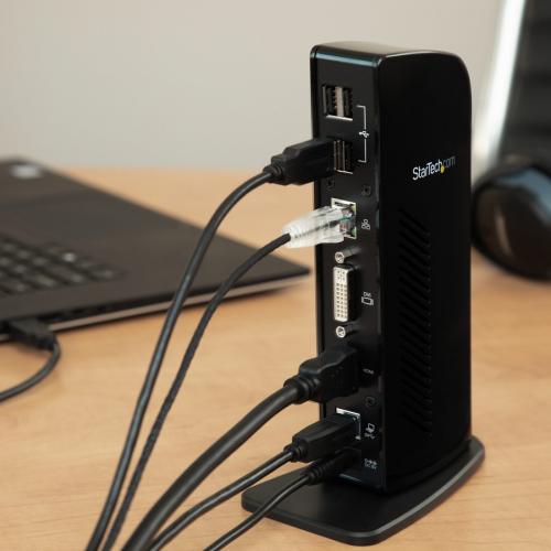 StarTech.com USB 3.0 Docking Station   Compatible With Windows / MacOS   Supports Dual Displays   HDMI And DVI   DVI To VGA Adapter Included   USB3SDOCKHD Alternate-Image5/500