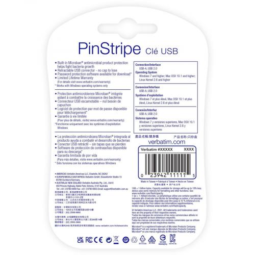 32GB PinStripe USB Flash Drive   Black Alternate-Image5/500