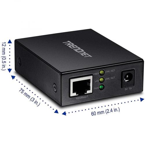 TRENDnet 1000BASE T To SFP Fiber Media Converter; Gigabit Ethernet To SFP Media Converter; 4Gbps Switching Capactiy; TFC GSFP Alternate-Image5/500