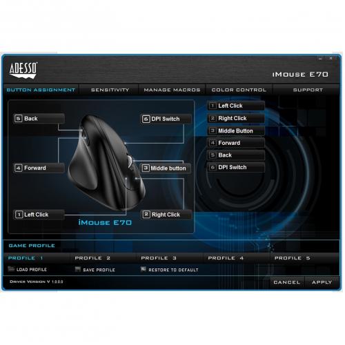 Adesso IMouse E70   2.4 GHz Wireless Vertical Lefthanded Programmable Mouse Alternate-Image5/500