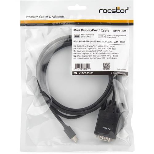 Rocbolt 6ft Mini Displayport To Vga M/m Hd 15 Male Cable Gold Plated Alternate-Image5/500