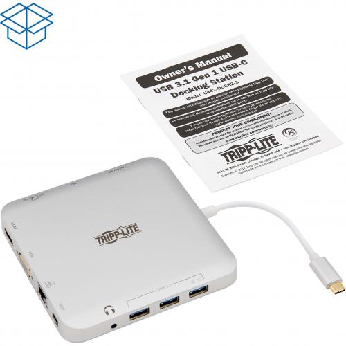 Tripp Lite By Eaton USB C Dock Dual Display   4K HDMI/mDP VGA USB 3.x (5Gbps) USB A/C Hub GbE 60W PD Charging Alternate-Image5/500