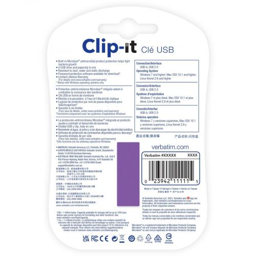 16GB Clip It USB Flash Drive   Violet Alternate-Image5/500