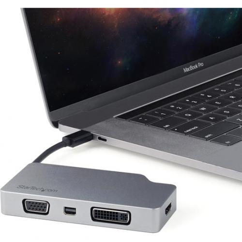 StarTech.com USB C Multiport Video Adapter 4K/1080p   USB Type C To HDMI, VGA, DVI Or Mini DisplayPort Monitor Adapter   Space Gray Alternate-Image5/500