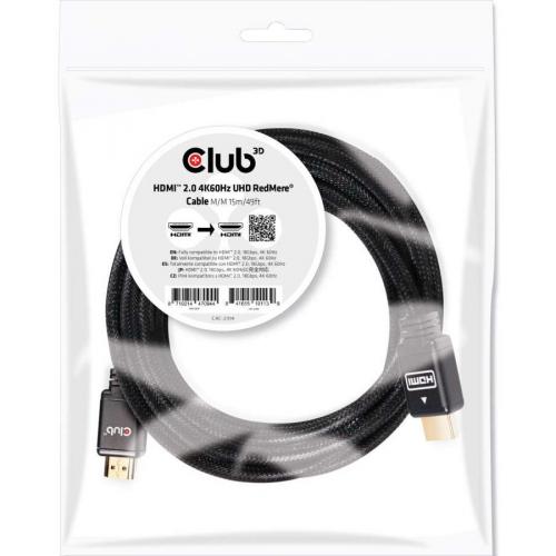 Club 3D HDMI 2.0 4K60Hz UHD RedMere Cable 15 M/49.21ft Male/Male Alternate-Image5/500