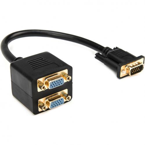 Rocstor Premium 1 Ft VGA To 2x VGA Video Splitter Cable M/F   DB 15 Male   DB 15 Female   Black   1 Ft VGA Video Cable For Monitor, Video Device   Gold Plated Connector Alternate-Image5/500