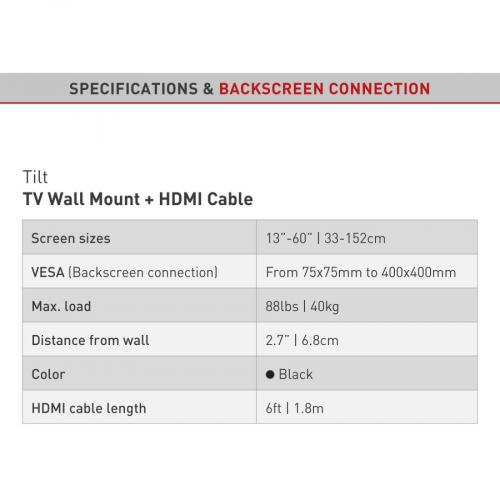 Barkan Wall Mount For TV   Black Alternate-Image5/500