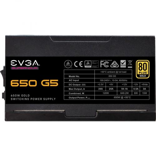 EVGA SuperNOVA 650W G5 80 Plus Gold Power Supply   Fully Modular   Eco Mode With FDB Fan   Compact 150mm Size   Includes Power ON Self Tester   10 Year Warranty Alternate-Image5/500