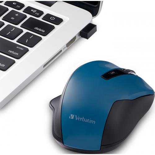 Verbatim Silent Ergonomic Wireless Blue LED Mouse   Dark Teal Alternate-Image5/500
