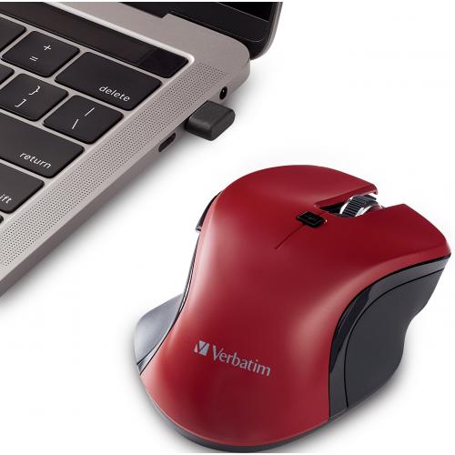 Verbatim USB C&trade; Wireless Blue LED Mouse   Red Alternate-Image5/500