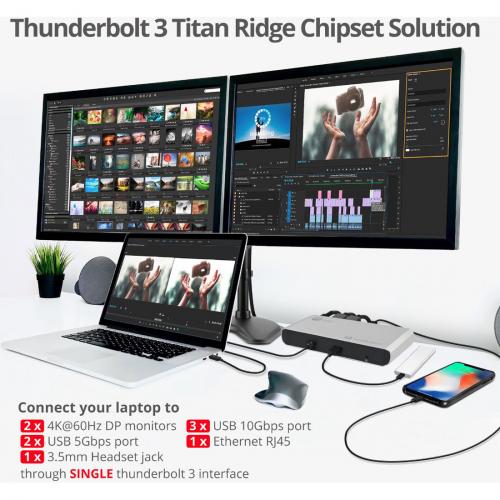 SIIG Thunderbolt 3 Dual DP 4K Video Docking Station With PD   Titan Ridge Alternate-Image5/500
