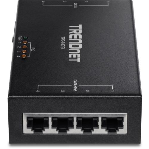 TRENDnet 65W 4 Port Gigabit PoE+ Injector, TPE 147GI, 4 X Gigabit Ports(Data In), 4 X Gigabit PoE Ports(Data + PoE Out), Multi Port PoE+ Injector Up To 100m(328 Ft.), Add PoE+ Power To Non PoE Switch Alternate-Image5/500