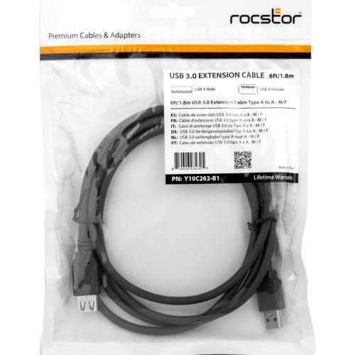 Rocstor USB Data Transfer Cable   6 Ft USB Data Transfer Cable   Type A Female USB   Type A Male USB   Extension Cable   Black   1 6FT 1.83M F/M BLACK Alternate-Image5/500