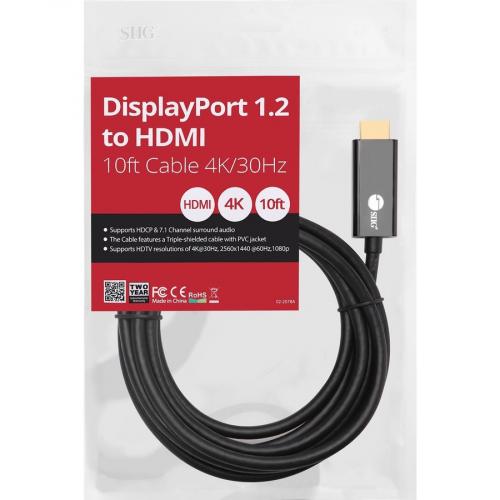SIIG DisplayPort 1.2 To HDMI 10ft Cable 4K/30Hz Alternate-Image5/500
