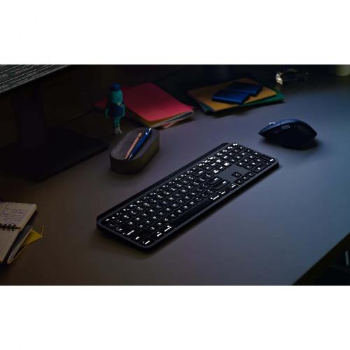 Logitech MX Keys Advanced Wireless Illuminated Keyboard For Mac, Tactile Responsive Typing, Backlighting, Bluetooth, USB C, Apple MacOS, Metal Build, Space Gray Alternate-Image5/500