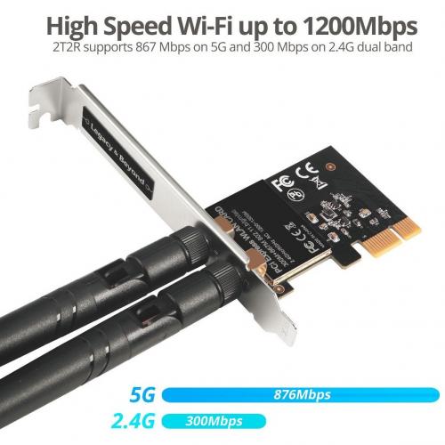 SIIG Wireless 2T2R Dual Band WiFi Ethernet PCIe Card   AC1200 Alternate-Image5/500