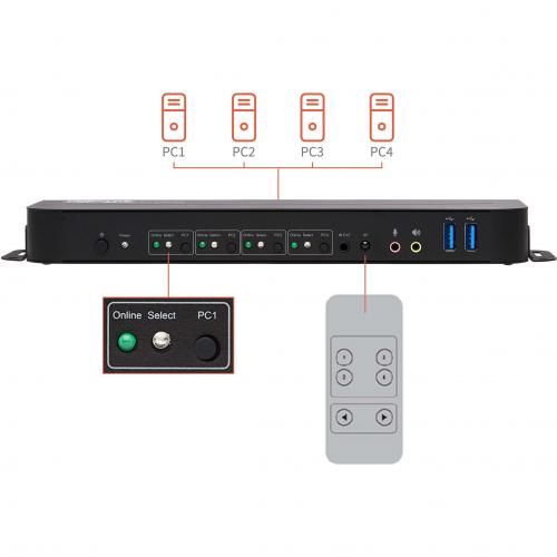 Tripp Lite By Eaton 4 Port HDMI/USB KVM Switch   4K 60 Hz, HDR, HDCP 2.2, IR, USB Sharing Alternate-Image5/500