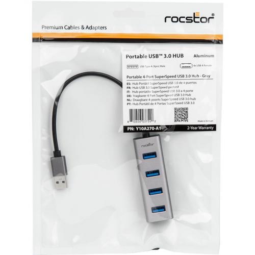Rocstor Portable 4 Port Hub USB A To 4x USB A SuperSpeed USB 3.0 Alternate-Image5/500