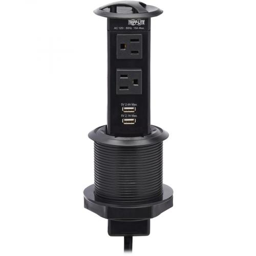 Tripp Lite By Eaton Power It! 2 Outlet Pop Up Power And Charging Dock   2x USB A, 6 Ft. Cord, Antimicrobial Protection, Black Alternate-Image5/500