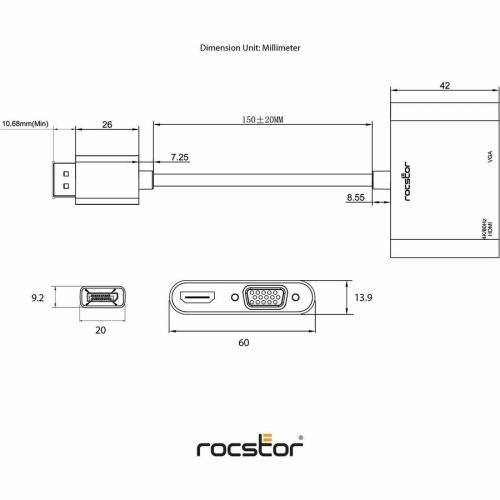 Rocstor DisplayPort To HDMI VGA Adapter   4K 60Hz Alternate-Image5/500