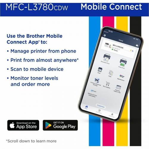 Brother MFC L3780CDW Wireless Digital Color All In One Printer With Laser Quality Output, Copy, Scan, And Fax, Single Pass Duplex Copy And Scan, Duplex And Mobile Printing, Gigabit Ethernet Alternate-Image5/500