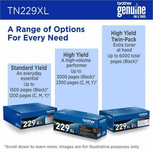 Brother Genuine TN229XLY High Yield Yellow Toner Cartridge Alternate-Image5/500