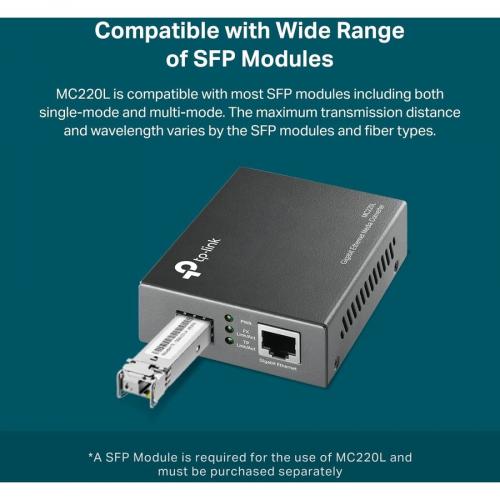 TP LINK MC220L   Gigabit SFP To RJ45 Fiber Media Converter Alternate-Image6/500