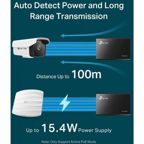 TP LINK TL PoE150S   802.3af Gigabit PoE Injector   Convert Non PoE To PoE Adapter   Auto Detects The Required Power   Up To 15.4W   Plug & Play   Distance Up To 100 Meters (328 Ft.)   Black Alternate-Image6/500