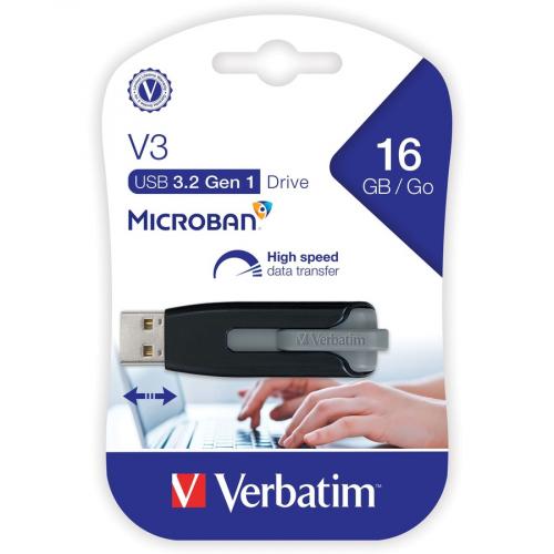 Verbatim 16GB Store 'n' Go&reg; V3 USB 3.2 Gen 1 Flash Drive   Gray Alternate-Image6/500