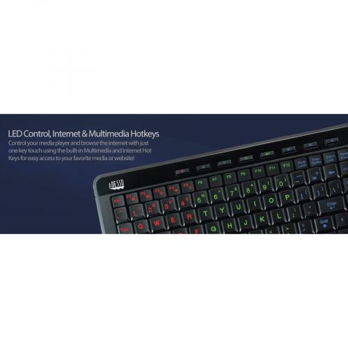 Adesso 3 Color Illuminated Compact Multimedia Keyboard Alternate-Image6/500