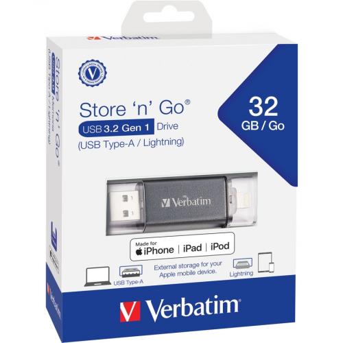 32GB Store 'n' Go Dual USB 3.2 Gen 1 Flash Drive For Apple Lightning Devices   Graphite Alternate-Image6/500