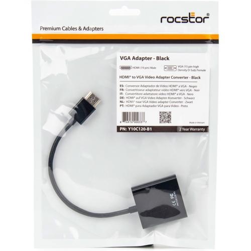 Rocstor Y10C120 B1 HDMI To VGA Adapter Converter M/F   6?  For Ultrabook, Laptop, Monitor, Projectors, PC   1920x1080 1 X HDMI Male Digital Audio/Video   1 X HD 15 Female VGA, Black Alternate-Image6/500