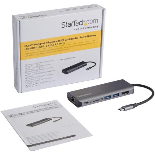 StarTech.com USB C Multiport Adapter   Portable USB Type C Travel Dock   4K HDMI, 2 Pt USB Hub, SD, GbE, 60W PD Pass Through   Laptop Dock Alternate-Image6/500