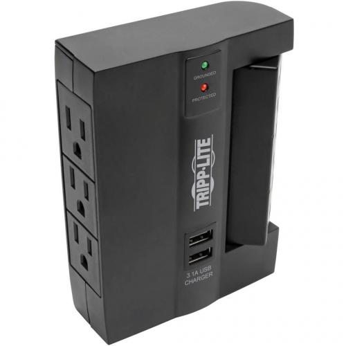 Tripp Lite By Eaton Protect It! 6 Outlet Surge Protector With 3 Rotatable Outlets   Direct Plug In, 1200 Joules, 2 USB Ports Alternate-Image6/500