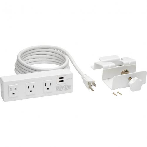 Tripp Lite By Eaton 3 Outlet Surge Protector With 2 USB Ports, 10 Ft. (3.05 M) Cord   510 Joules, Desk Clamp, White Housing Alternate-Image6/500