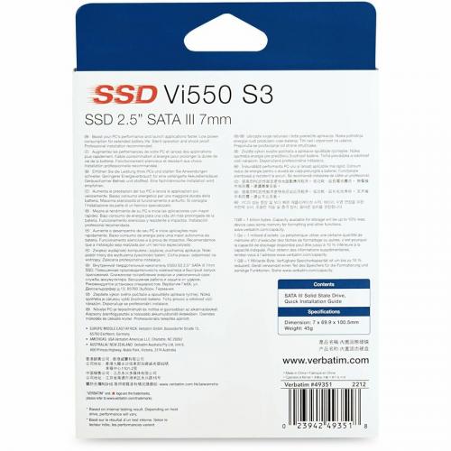 Verbatim 256GB Vi550 SATA III 2.5" Internal SSD Alternate-Image6/500