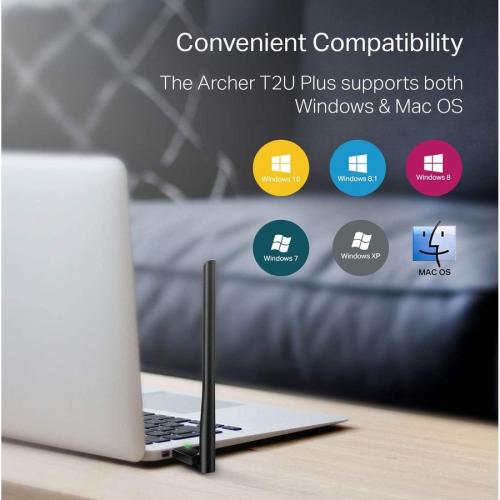TP Link Archer T2U Plus   IEEE 802.11ac Dual Band Wi Fi Adapter For Desktop/Notebook Alternate-Image6/500