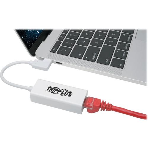 Tripp Lite By Eaton USB C To Gigabit Network Adapter With Right Angle USB C, Thunderbolt 3 Compatibility   White Alternate-Image6/500