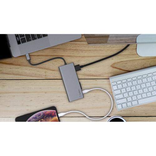 Belkin USB C Multimedia Hub   For Notebook   60 W   USB Type C   3 X USB Ports   2 X USB 3.0   Network (RJ 45)   HDMI   Wired Alternate-Image6/500