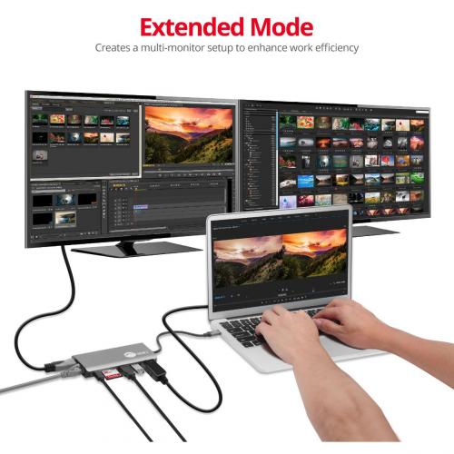 SIIG USB C MST Video With Hub, LAN And PD 3.0 Docking   7 In 1 MST Docking Station With 100W PD   MacOS For DP Or HDMI Video Alternate-Image6/500