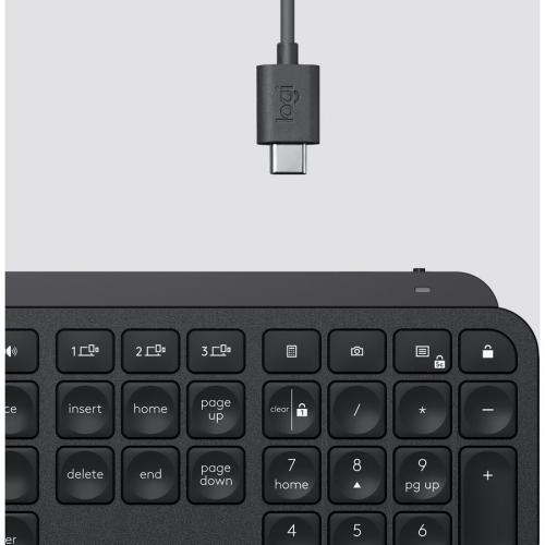 Logitech MX Keys Advanced Wireless Illuminated Keyboard, Tactile Responsive Typing, Backlighting, Bluetooth, USB C, Apple MacOS, Microsoft Windows, Linux, IOS, Android, Metal Build (Black) Alternate-Image6/500